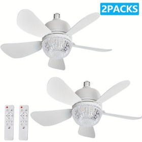 Resim 2 adet AOSUI Tavan Fanı Işıkları Uzaktan Kumandalı, E26/E27 ile Uyumlu LED Akıllı Tavan Lambası, Ayarlanabilir Aydınlatma ve Hız, Banyolar, Yatak Odaları, Mutfaklar, Yemek Odaları vb. için Kolay Kurulum, Yatak Odası Aydınlatması, Şık Fan Işığı, Dayanıklı Fan Işığı 