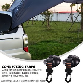 Resim Araba Çadırları için 2 Adet Ağır Hizmet Tipi Vantuz Askı Kancaları - 360° Dönebilen, Güçlendirilmiş Naylon Karabinalı - Kolay Kurulum & Kullanım, Açık Hava Kampı için Mükemmel 
