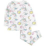 Resim Zeyland Kız Bebek Gökkuşağı Baskılı Pijama Takımı (1-4Yaş) Zeyland