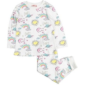 Resim Zeyland Kız Bebek Gökkuşağı Baskılı Pijama Takımı (1-4Yaş) 