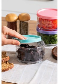 Resim Porsima Lapis 4l Ü Hava Geçirmez Cam Kavanoz Kahvaltılık Seti Renkli Kapaklı Saklama Kabı 400ml Çok renkli 