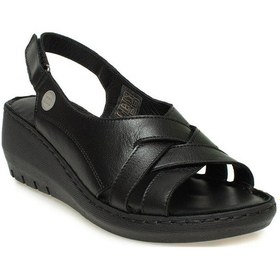 Resim Mammamia D25ys-2510 Kadın Dolgu Topuklu Comfort Sandalet Siyah Siyah 