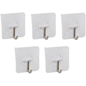 Resim Genel Markalar Kendinden Yapışkanlı Şeffaf Askı Metal Kancalı Askılık 5 Adet 