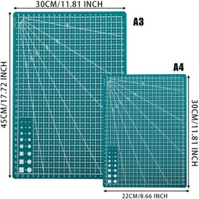 Resim A3/A4 Kendi Kendine İyileşen Kesme Matı, Dayanıklı Plastik, Yeşil, Kumaş Onarımı, Dikiş ve Scrapbooking Projeleri için Mükemmel, Ergonomik Tasarım ve Sağlam Yapı ile Temel El Sanatları Aracı 
