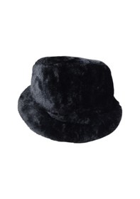 Resim Kadın Kürk Bucket Kova Şapka Siyah Renkli 