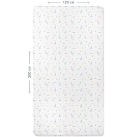 Resim Dino %100 Organik Pamuk Çocuk Lastikli Çarşaf 120 x 200 cm 