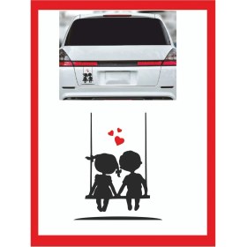 Resim Salıncakta Sallanan Çocuklar Sticker - Oto Sticker - 18*15CM 
