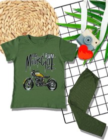 Resim ALFE FASHION Motorcycle Desenli Kısa Kol Çocuk Pijama Takımı 