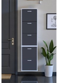 Resim Eliusta Porta 10 Bölmeli Ayakkabılık Antrasit 52 Cm Genişlikte 52x193x26 Cm Duvara Monte Ayakkabılık Antrasit 