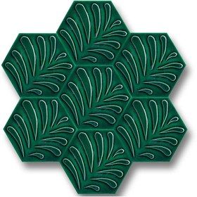 Resim Armada Çini 15x17 Cm Yaprak Yeşil Altıgen Seramik 