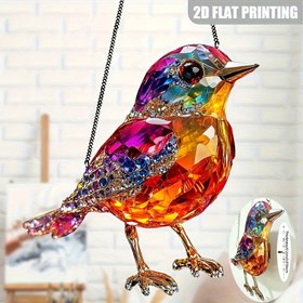 Resim 2D Düz - [2D Düz] 1 adet Kristal Cam Robin Kuş Heykeli Bahçe Güneş Tutucu - Asılı Pencere Süsü, 2D Düz Ev Dekoru, Veranda, Duvar ve Çeşitli Oda Türleri İçin İdeal Hediye, Kuş Severleri ve Ev Sahipleri İçin Kuş Dekoru 