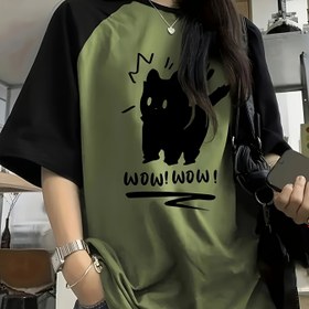 Resim Kadınların Y2K Tarzı Grafik Tişörtü - Sevimli Kedi ve Harf Baskılı, Uzun Kollu, Yuvarlak Yaka, Tüm Mevsimler İçin Rahat Fit 