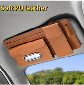 Resim Meridiangoods 1 Adet Evrensel Pu Deri Güneşlik Kart Kalem Organizatörü, Kahverengi 