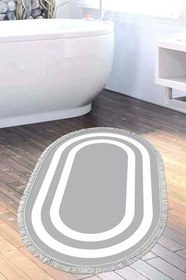 Resim Eko Trend Djt Banyo Paspası Yıkanabilir Kaymaz Taban 2229m Oval Bordürlü 2229M-Trend-Banyo-Oval, Gri-Beyaz, 80 x 120 