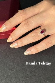 Resim Hepimitu Damla Taşlı Altın Yüzük Yakut Renkli 