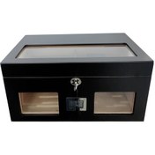 Resim Falconetti Rc59sy Siyah 2 Katlı Camlı Dijital Humidor Puro Kutusu 