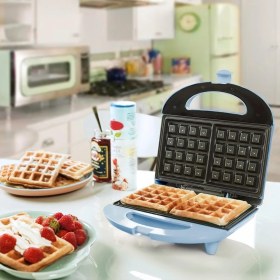 Resim Waffle Makinesi,xl Teppanyaki Tasarım, Yapışmaz Kaplama, Isı Yalıtımlı Bambu Sap 
