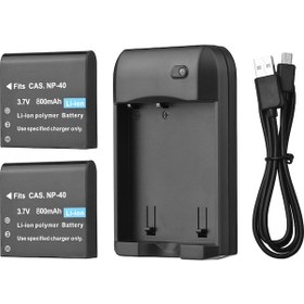 Resim Vkemall Np-40 3.7v 800mah Pil 2 Adet + Mikro Usb Şarj Aleti Seti Usb Kablolu 