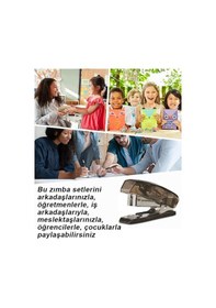 Resim Mini Cep Zımba Makinesi 24/6 Siyah Std S3T 1 Adet Noki 24/6 Zımba Teli 2 Paket Öğrenci Okul Büro 