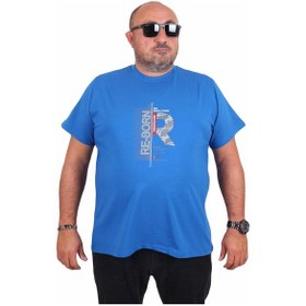 Resim Moc Grande Mocgrande Erkek Büyük Beden Sıfır Yaka Tişört Re-born 25185 Saks Saks 