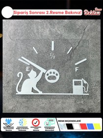 Resim Onur Reklam Kedi Benzin Göstergesi Sticker – Araba Yakıt Espiri Etiketi 