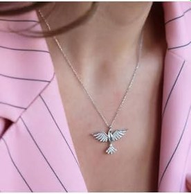 Resim Lapidaria Fanus Içerisinde Dekoratif Peri Led Işıklı Pembe Solmayan Sonsuzluk Gülü Lamba Ve Anka Kuşu Kolye 
