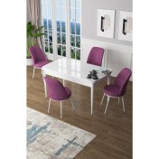 Resim Canisa Concept Canisa Zen Serisi Açılabilir Mdf Beyaz Mutfak Masa Takımı+4 Adet Sandalye (80 x 132 Cm) 