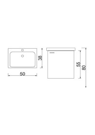 Resim Denko Terra 50 Cm Mdf Beyaz Banyo Dolabı Alt Modül Ve Lavabo Beyaz 