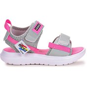 Resim Kiko Kids Cırtlı Yürüyüş Kız/Erkek Çocuk Sandalet 200 Gri - Pembe 