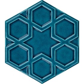 Resim Armada Çini 15x17 Cm Rölyefli Yıldız Turkuaz Altıgen Seramik 