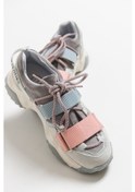 Resim Luvi Shoes Lulen Buz Multi Sim Yazılı Cırtlı Kadın Spor Sneakers Buz - Pembe - Mavi Çok Renkli 