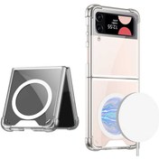 Resim Fogy Galaxy Z Flip 4 Kılıf Wireless Şarj Özellikli Airbagli Kıpta Anti Shock Magsafe Kapak 