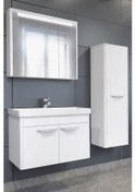 Resim Mauna 80 Cm Banyo Dolabı -Beyaz(Boy Dolap Dahil ) 