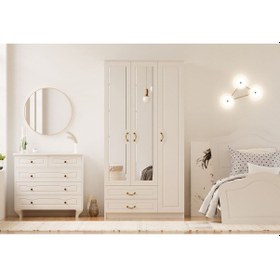 Resim Rabi Mobilya Yağmur Country 3 Kapaklı 2 Çekmeceli Mega Gardırop 