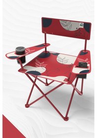 Resim Perilla Qufi Katlanır Kamp Piknik Sandalyesi Rejisör Koltuğu - Kırmızı Kırmızı 