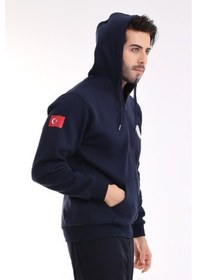 Resim Paramedik Acil Sağlık Unisex Kapşonlu Hırka - Lacivert-7471 Lacivert 