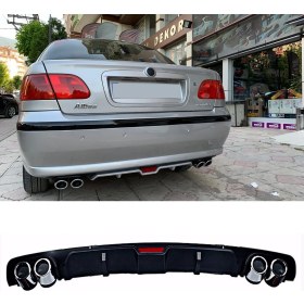 Resim MKG Otomotiv Fiat Albea Siyah Difüzör 4 Krom Egzoz Görünümlü Difizör Arka Ek Body Kit 