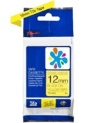 Resim Brother TZe-S631 12mm Sarı üzerine Siyah Güçlü Yapışkanlı Laminasyonlu Muadil Etiket 