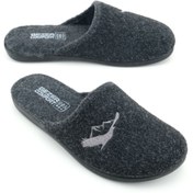 Resim Gezer Erkek Kışlık Keçe Çıkarılabilir Cırt Cırtlı İç Taban Rahat Ev Bahçe Terlik 