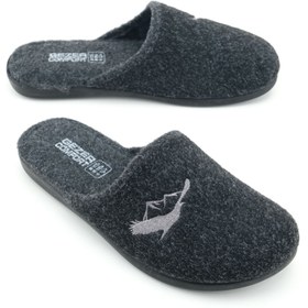 Resim Gezer Erkek Kışlık Keçe Çıkarılabilir Cırt Cırtlı İç Taban Rahat Ev Bahçe Terlik 