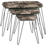Resim Zigon Osm Oval Model Parlak Ahşap Mermer Mdf Tabla Metal V Ayak K 