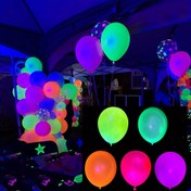 Resim 100 Adet UV Reaktif Neon Lateks Balon - 10/12 İnç, Karanlıkta Parlayan Doğum Günü, Cadılar Bayramı, Düğün ve Duş Dekorasyonları İçin, Kış, Yılbaşı ve Paskalya Oda Süslemeleri İçin Mükemmel 