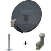 Resim Nextstar gold 80 cm Delikli Gri Çanak Anten 2 Li Lnb Hediye L Demir (Duvara Montaj Için)Ile Birlikte... 