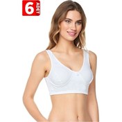 Resim Kadın Beyaz 6'lı Paket %100 Pamuk Penye Yarım Atlet Lambada Sütyen 001 