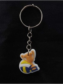 Resim sarıyer silver Voleybol Topu Ve Şampiyonluk Kupa Model Spor Sporcu Temalı Voleybol Çelik Anahtarlık Günlük Aksesuar 