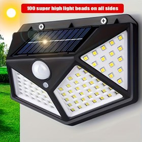 Resim 1 adet 100 LED Güneş Duvar Lambası Dış Mekan Güneş Lambası PIR Hareket Sensörü Güneş Gündüz Lambası Bahçe Lambaları Ultra Parlak, 3 Modlu Güneş Hareket Lambaları, Bahçe, Güverte Güvenlik Lambaları Siyah/Beyaz 