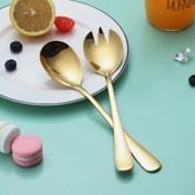 Resim 2/6 parça salata servis seti, gıda sınıfı paslanmaz çelik salata kaşığı salata çatalı, ev/mutfak/restoran/Noel/Yeni Yıl/Parti/Paskalya için dayanıklı salata servis seti, ayna cilalı, bulaşık makinesinde yıkanabilir 