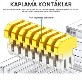 Resim VegGieg CAT5E RJ45 Jack 8P8C Ethernet Konnektörü Altın Kaplama 102 Adet 