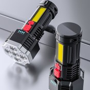 Resim Yüksek Güçlü LED El Feneri, Şarj Edilebilir USB Taşınabilir Dış Mekan Lambası Dahili Batarya ile COB El Fenerleri 