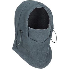 Resim Aotu At8720 Çift Katmanlı Kış Kap Boyun Eşarp Yüz Maskesi Sıcak Erkek Kadın Açık Hava Kayak, Paten Vb. İçin Polar Kap - Gri 